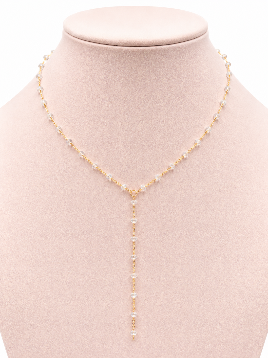 lariat necklace: clear crystals