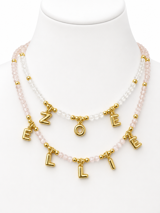 custom bubble letter beaded necklace