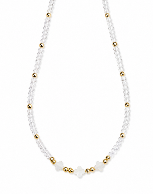 triple clover crystal beaded choker