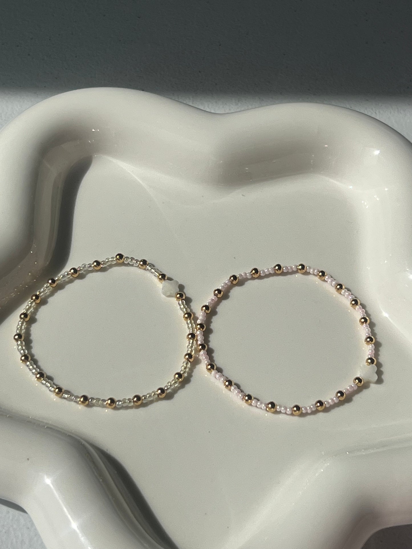 seed bead mini clover bracelet