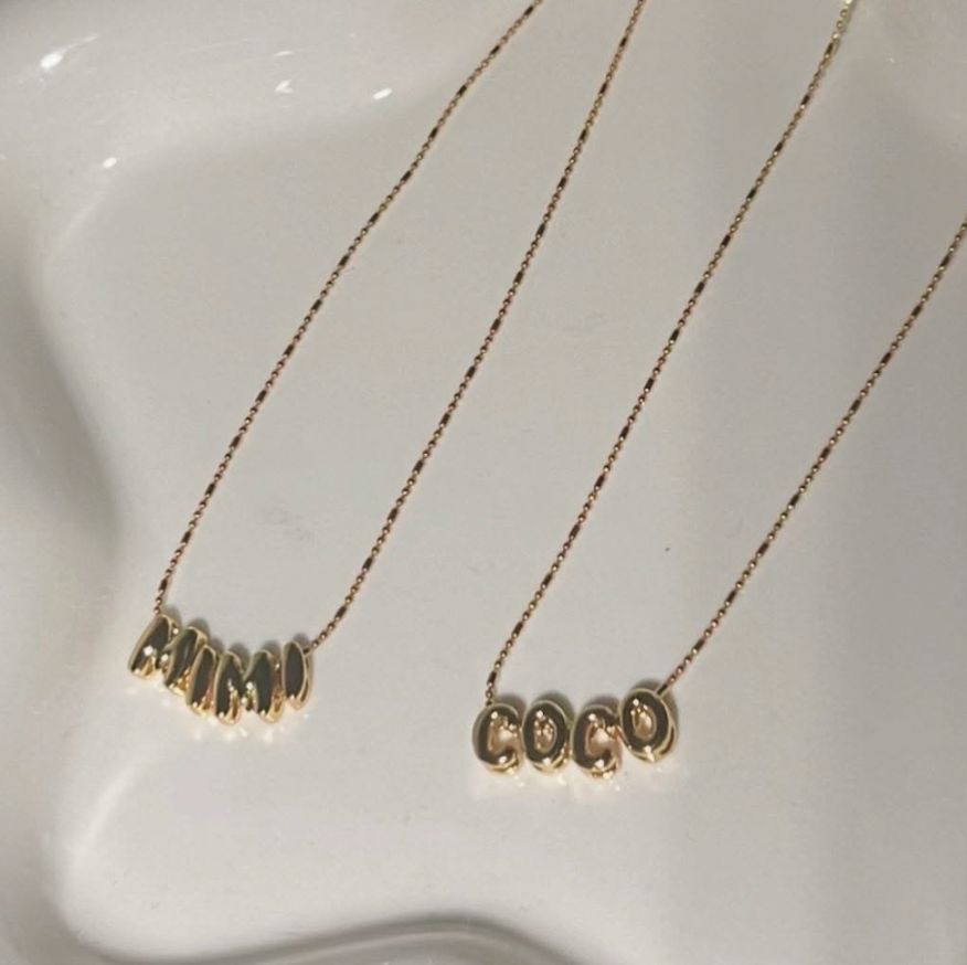 custom bubble initials necklace