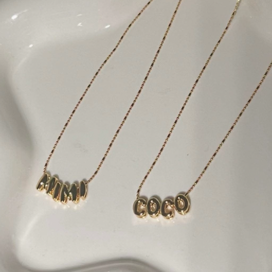 custom bubble initials necklace